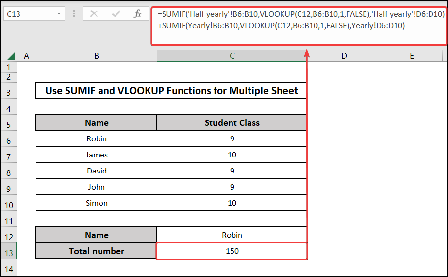 Using SUMIF and VLOOKUP Function