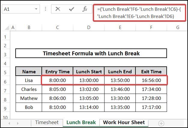 Implementing timesheet formula by shifting to new worksheet in excel