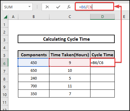 calculate cycle time in hours