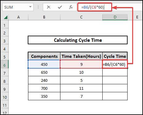 calculate cycle time per minute