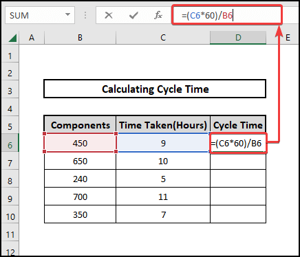 to calculate cycle time in minutes per part
