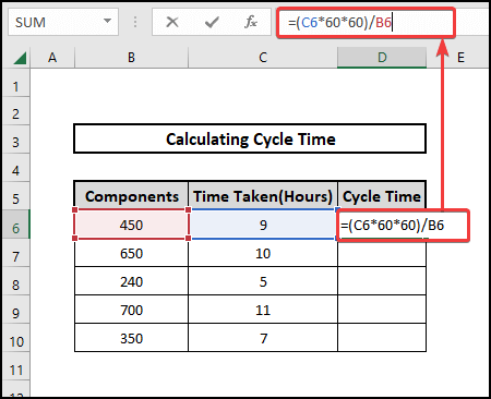 calculate cycle time in seconds per part