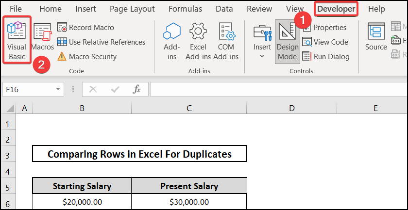 compare rows in excel for duplicates with VBA