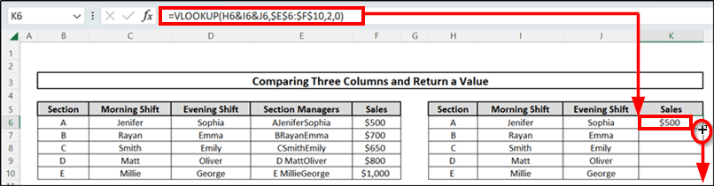 Using VLOOKKUP function -Compare Three Columns in Excel and Return a Value