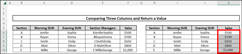 Applying VLOOKUP function to Compare Three Columns in Excel and Return a Value