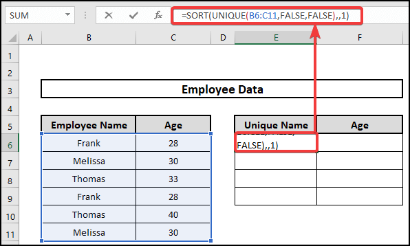 Creating a Unique List Sorted in Alphabetical Order 