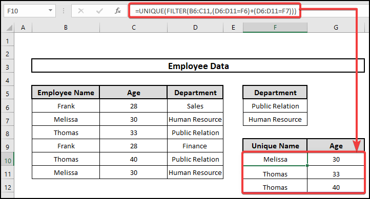 Identifying on Multiple OR Criteria -Building a Unique List Using Unique and Filter Formula