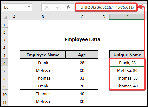 Making a Unique List Concatenated on One Cell