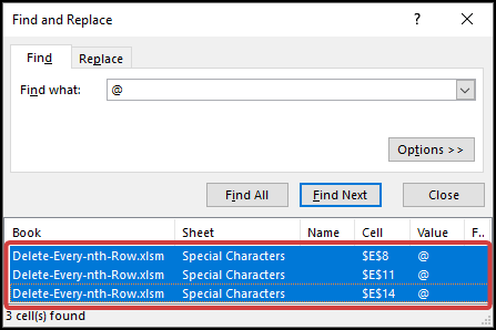 delete every nth row in excel Using Find and replace sorting data