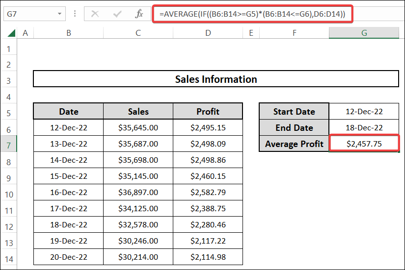 average if within date range applying average and if functions
