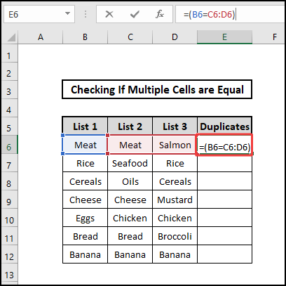 Basic Formula for multiple cells to check if multiple cells are equal