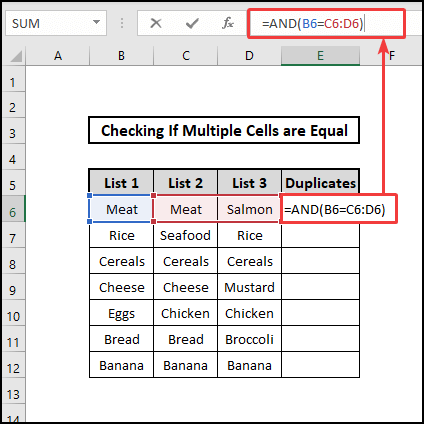AND function to check if multiple cells are equal