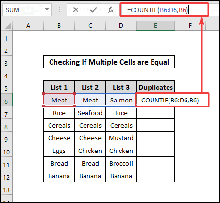 COUNTIF function to check if multiple cells are equal
