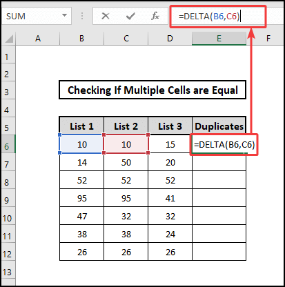 DELTA function to check if multiple cells are equal