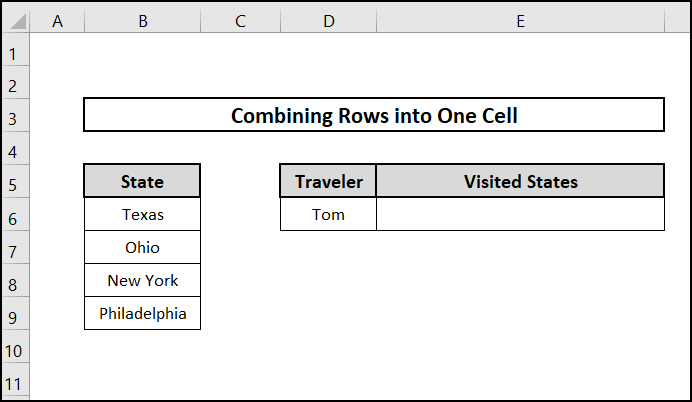 excel combine rows into one cell