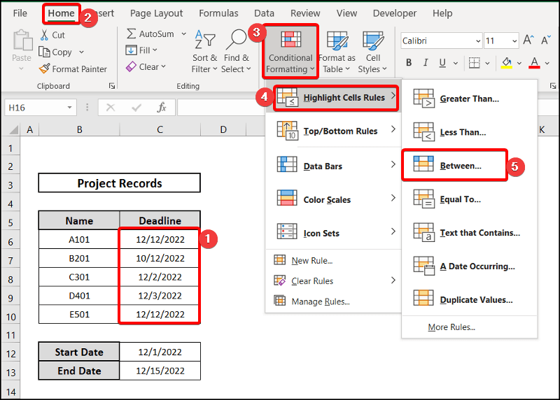 Using HIGHLIGHT to format conditionally based on date range in Excel