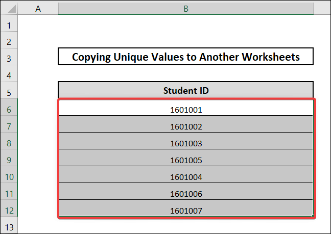 Utilizing UNIQUE function to excel copy unique values to another worksheet