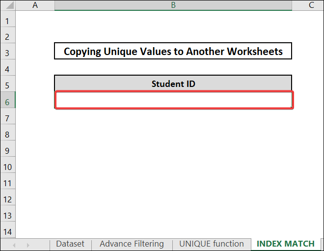 Using INDEX MATCH formula to excel copy unique values to another worksheet
