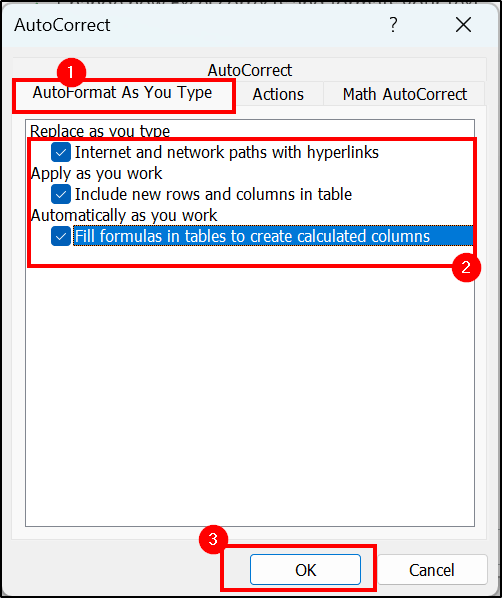 Problem with AutoCorrect Settings-Excel Data Table Not Working: Problems and Solutions