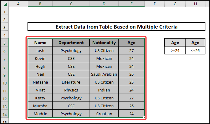 excel extract data from table based on multiple criteria Filter Command