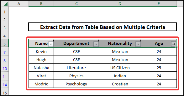 excel extract data from table based on multiple criteria Results