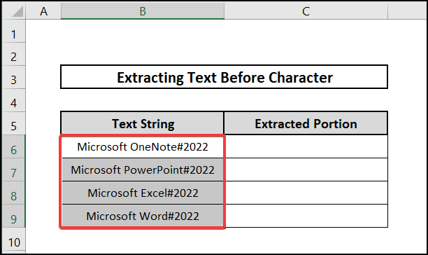 excel extract text before character dataset 