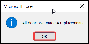Pressing OK in excel extract text before character 