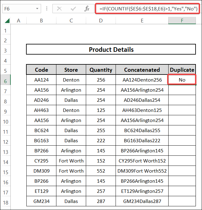 find duplicate rows based on multiple columns in excel using countif and if functions