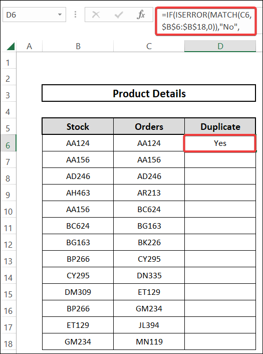 how to find duplicate rows based on multiple columns in excel by combing if, iserror and match functions