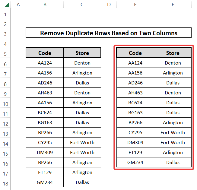 how to remove duplicate rows based on multiple columns in excel by implementing advanced filter