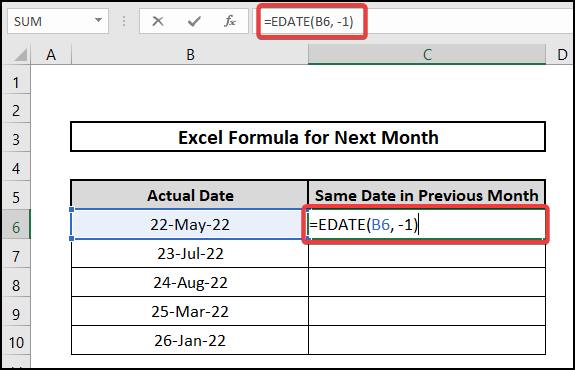 excel formula for next month EDATE function 