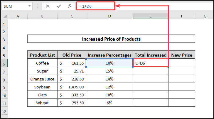 Formula 3 to add percentage to price