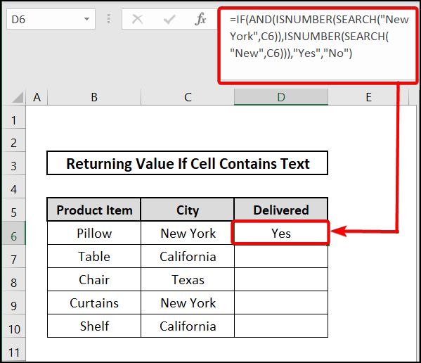 IF, AND, ISNUMBER & SEARCH functions to return value if a cell contains text in Excel