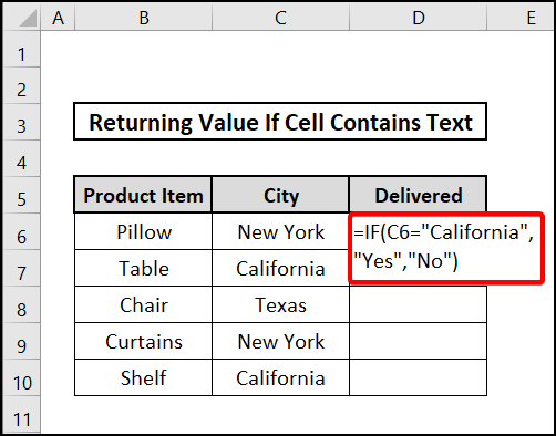 Using IF function to return value if a cell contains text in Excel