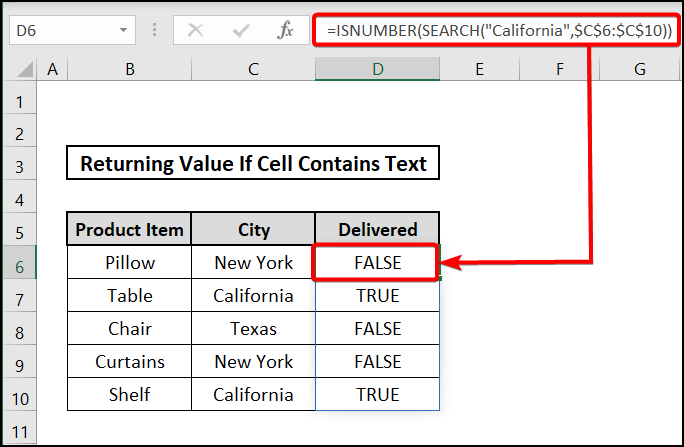 Applying ISNUMBER & SEARCH functions to return value if a cell contains text in Excel