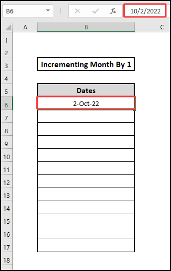 fill series first data to increment month by 1