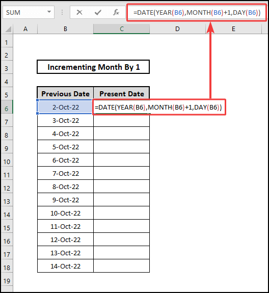 DATE function to increment month by 1
