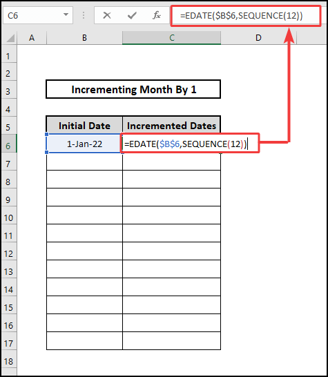 EDATE & SEQUENCE function to increment month by 1