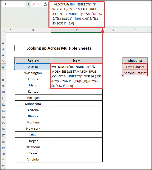 excel lookup across multiple sheets and put down formula
