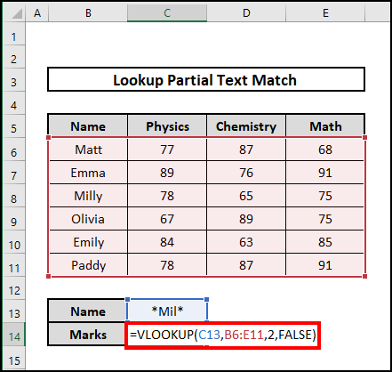 VLOOKUP function to lookup a partial text match in Excel