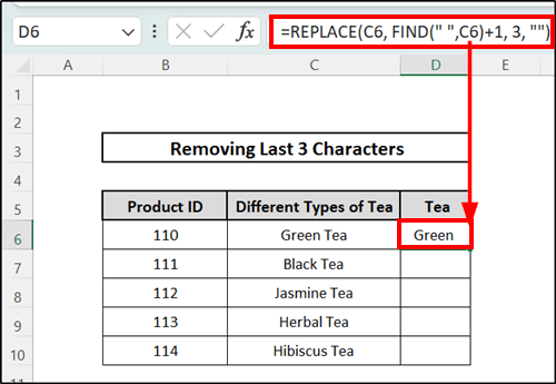 Using the REPLACE Function to Remove Last 3 Characters in Excel