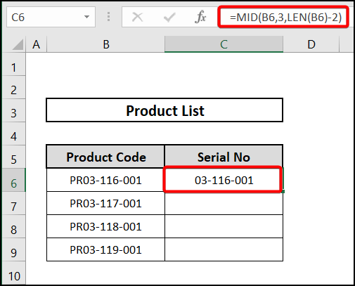 Applying MID and LEN functions to remove letters from cell in excel