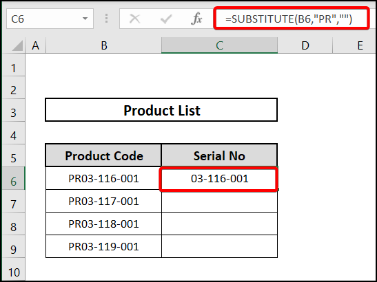 Using SUBSTITUTE function to remove letters from cell in excel