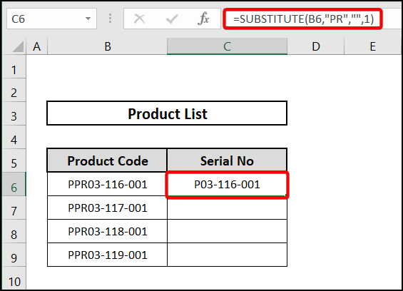 Using SUBSTITUTE function to remove Nth letters from cell in excel