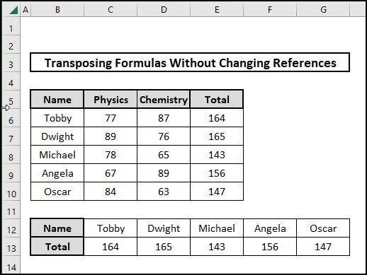 Using Paste Special to transpose formulas without changing references in Excel 