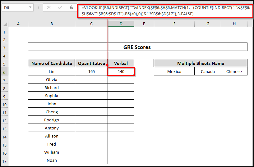 Excel VLOOKUP Function with Multiple Sheets Combining Multiple Functions