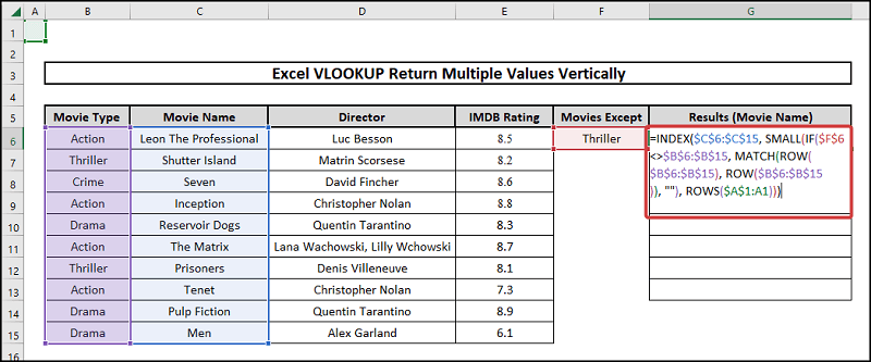excel vlookup return multiple values vertically Except something using MATCH SMALL INDEX ROW ROWS function 