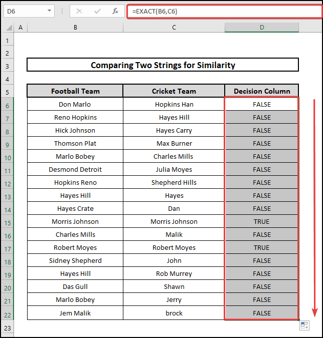 excel compare two strings for similarity utilizing EXACT function