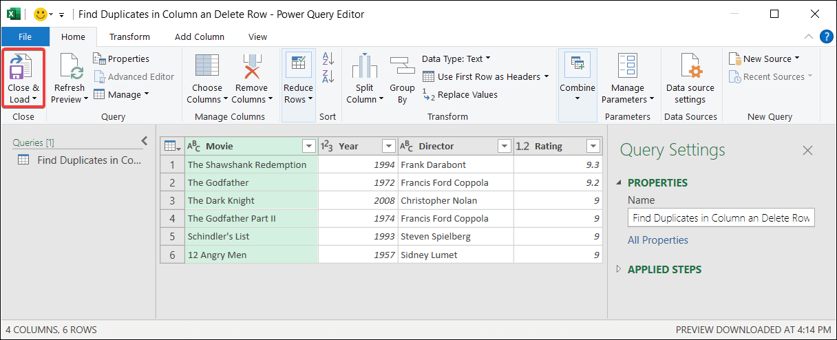 How to Remove Duplicates but Keep First Instance in Excel using power query
