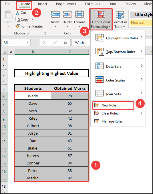 Built-in rule to highlight highest value